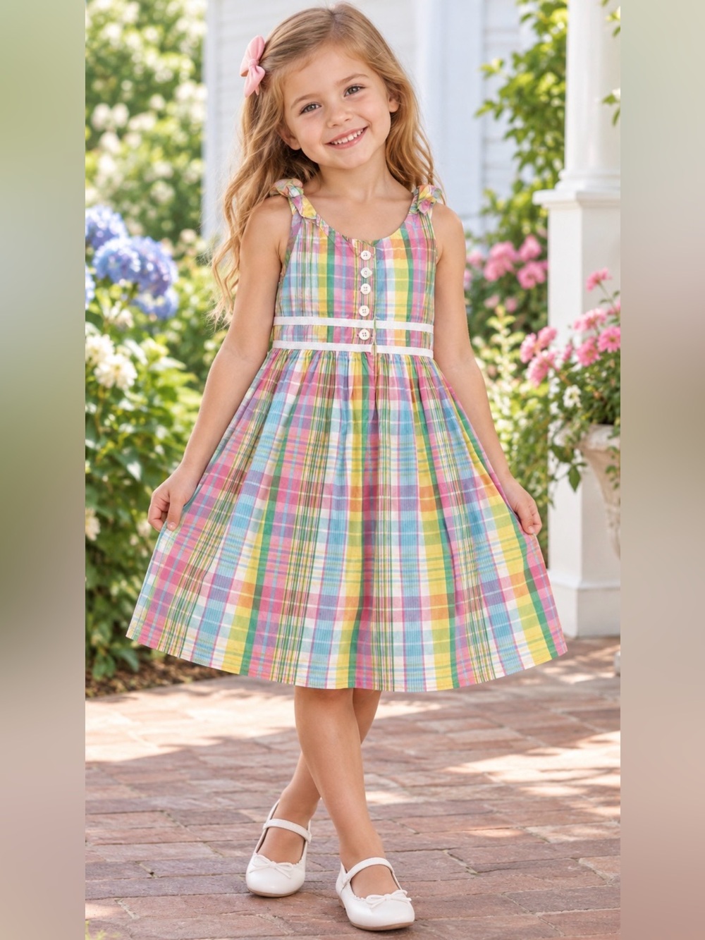 Lilly Pulitzer Girls Madras Plaid Dress Size 5 Bright Preppy Cotton Sundress